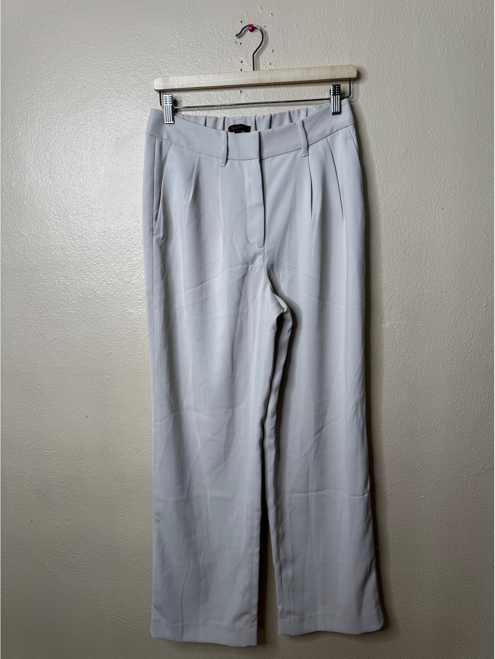 NWOT Quince Stretch Crepe Pleated Wide Leg Pants Morel Gray Women’s Size 8